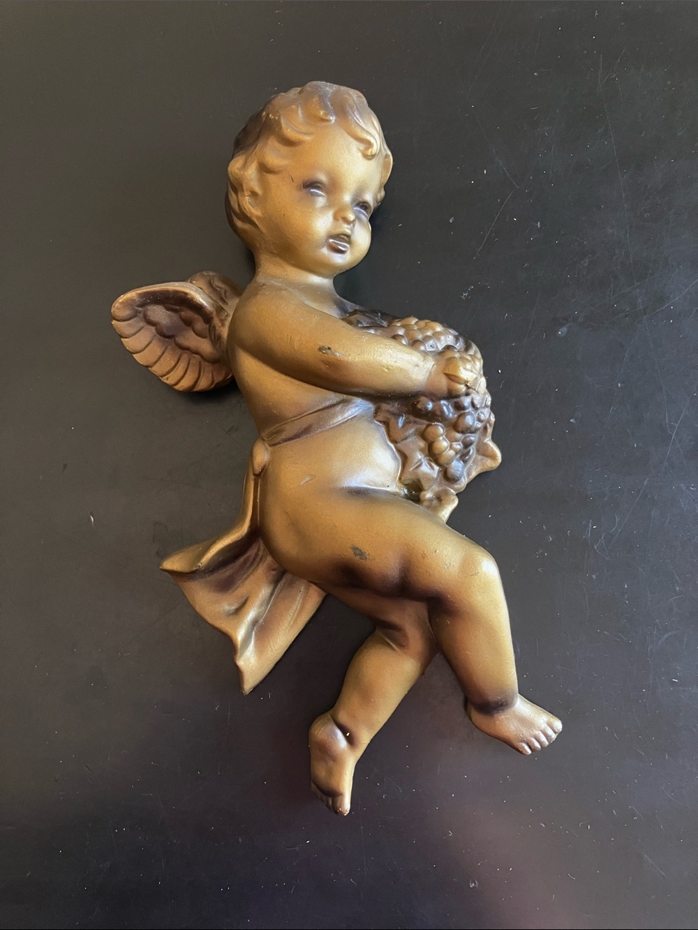 Gold Cherub Wall Accent Sculpture by